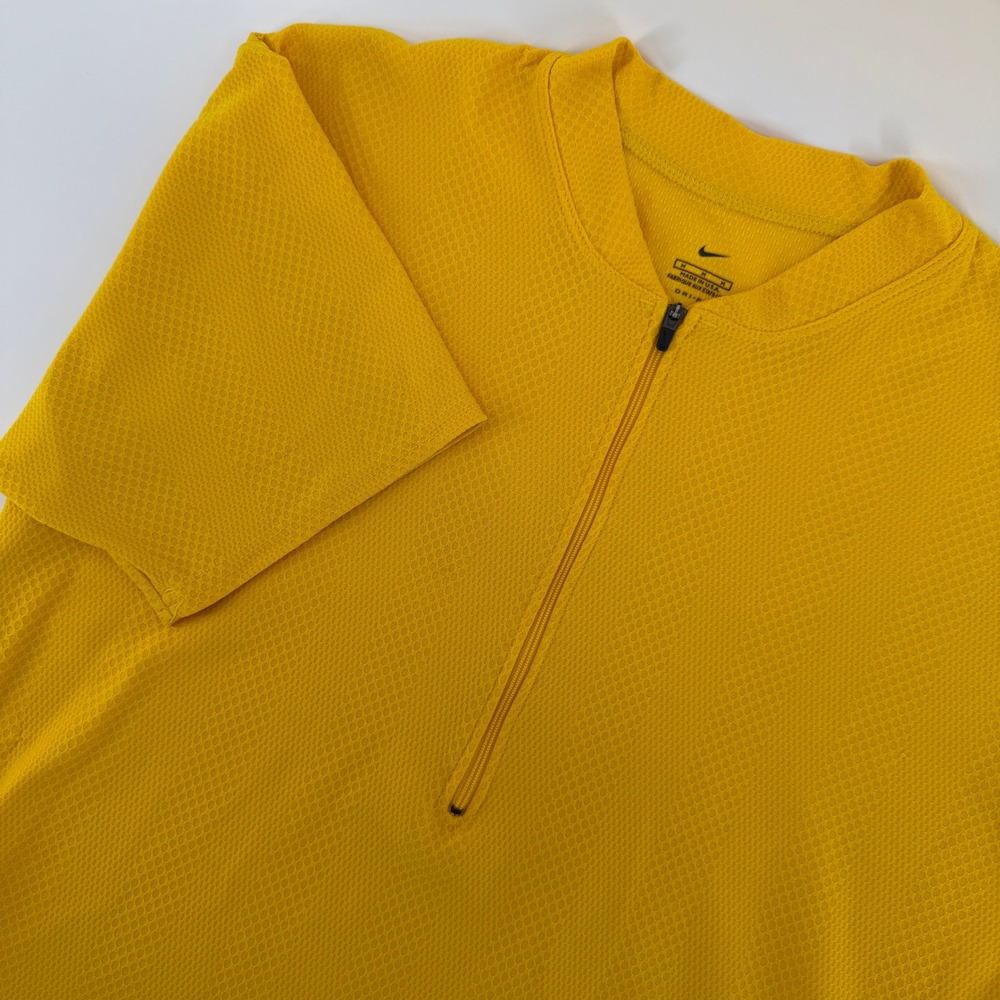 Vintage Nike Cycling Jersey Mens M Yellow Dri-FIT Quarter Zip Biking Made in USA